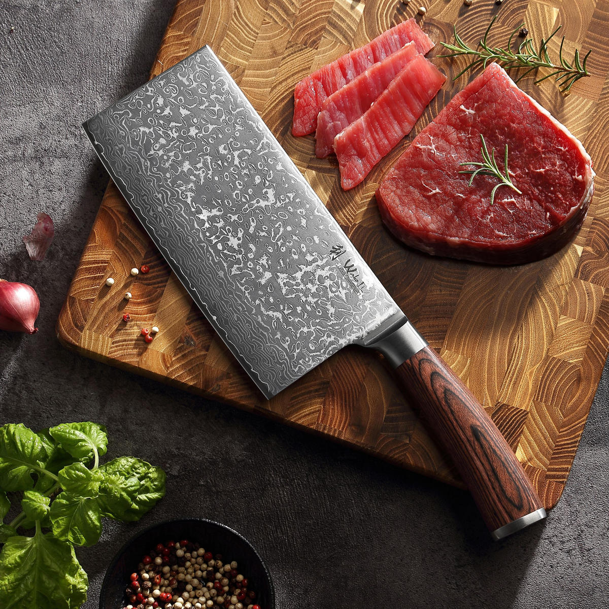 HACKMESSER 19 cm - Braun, Holz/Metall (33cm) - Wakoli