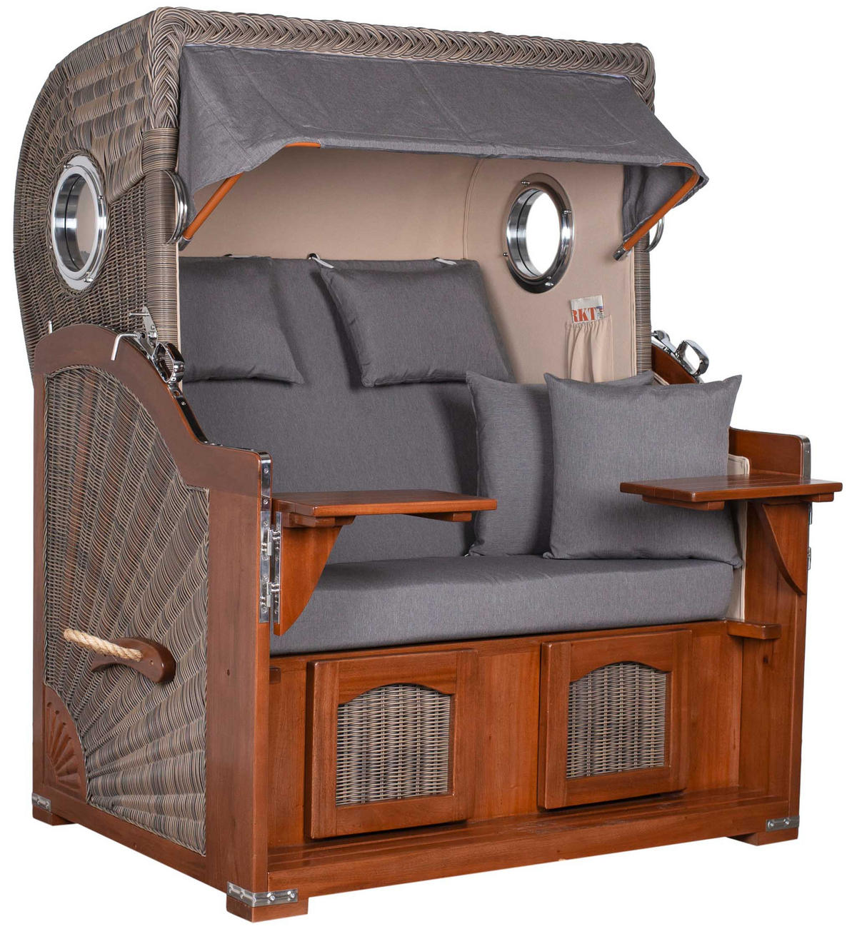 STRANDKORB 2-Sitzer Düne Mahagoni 551 - Braun/Grau, Holz (125/170/80cm) - Mr. Deko
