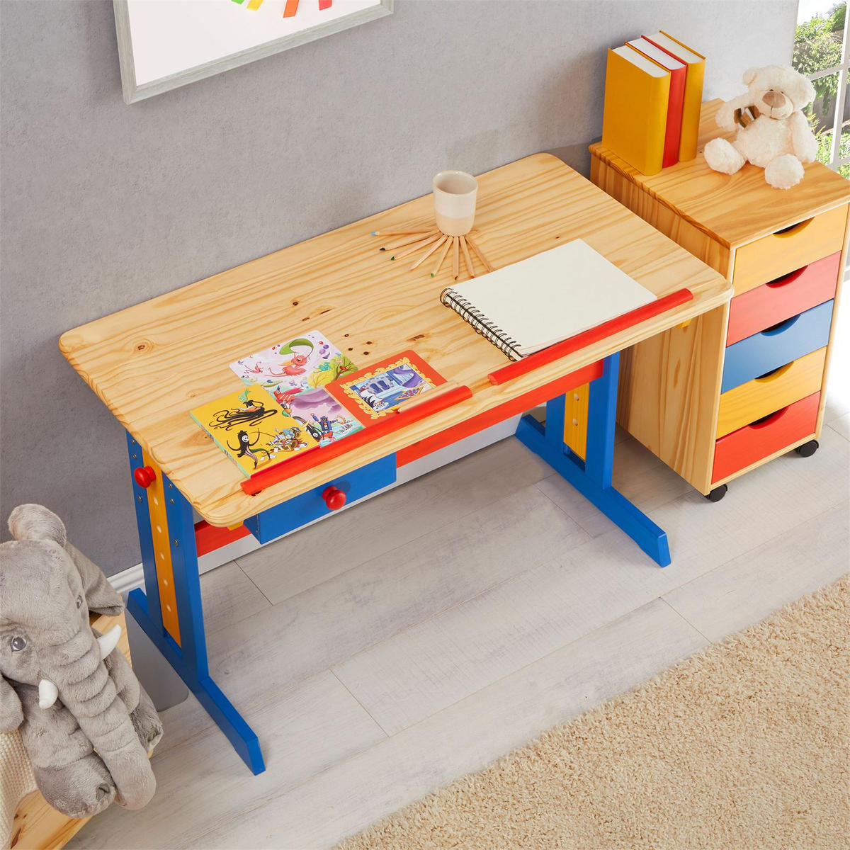 KINDERSCHREIBTISCH FLEXI - Multicolor, Holz (109/75/55cm) - IDIMEX