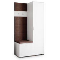 GARDEROBENSCHRANK LORI 95/181/51 cm Modern Garderobe-Set Weiß - Weiß/Braun, Holzwerkstoff (95/181/51cm) - MASSENO