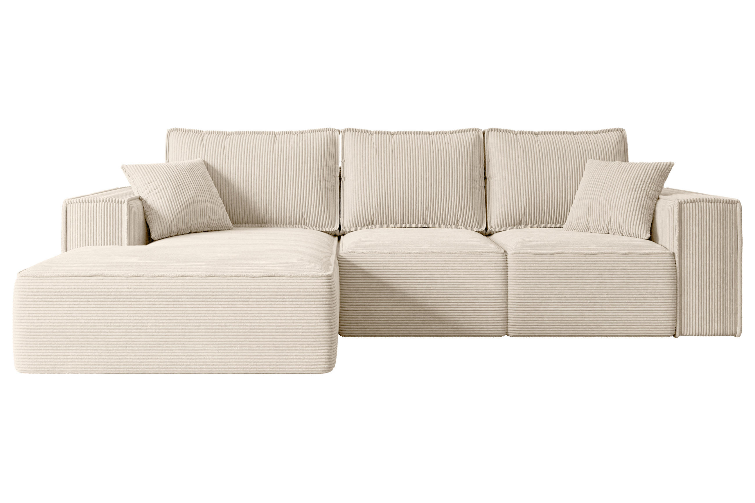 ALTDECOR ROHOVÁ SEDACÍ SOUPRAVA s funkcí lůžka a úložným prostorem SERRA-L-S – 266x161x87 cm, béžová látka manšestr