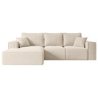 ECKSOFA mit Schlaffunktion und Bettkasten SERRA-L-S - 266x161x87 cm Beige Cord - Beige/Schwarz, Holzwerkstoff/Kunststoff (266/161cm) - ALTDECOR