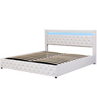 POLSTERBETT aus PU 180x200 cm in Weiß mit LED-Beleuchtung & Stauraum - Weiß, Leder (180/200cm) - Modfu