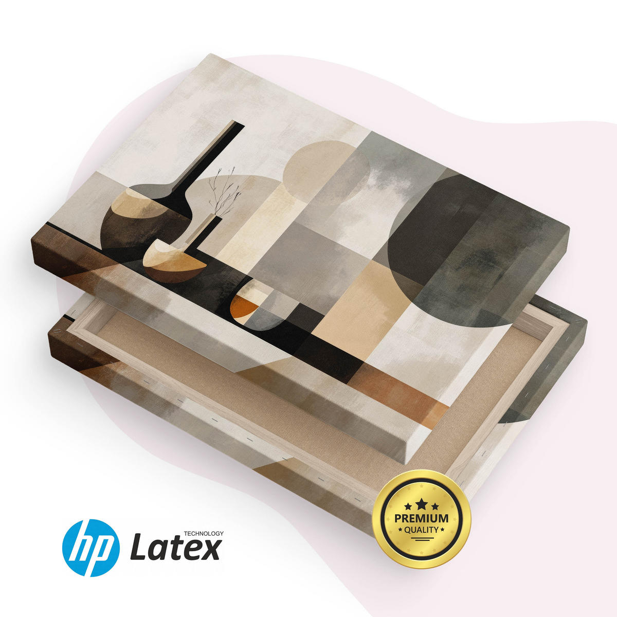 LEINWANDBILD Abstraktion Boho Stil 120/80 cm - Beige/Schwarz, Textil (120/80cm) - Muralo