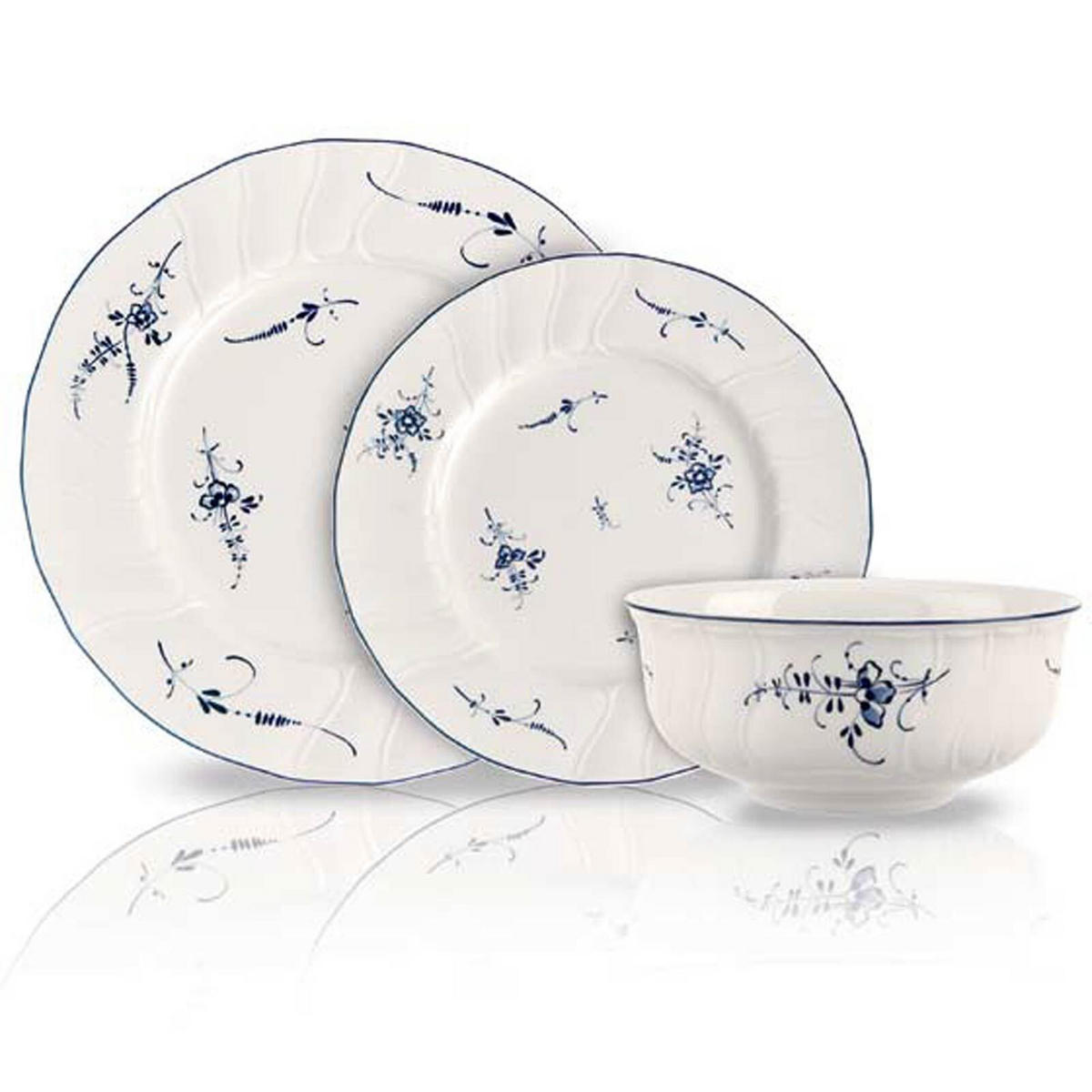 GESCHIRR-SET Vieux Luxembourg weiß-blau 18er Set - Blau/Weiß, Keramik (2/2/2cm) - Villeroy & Boch