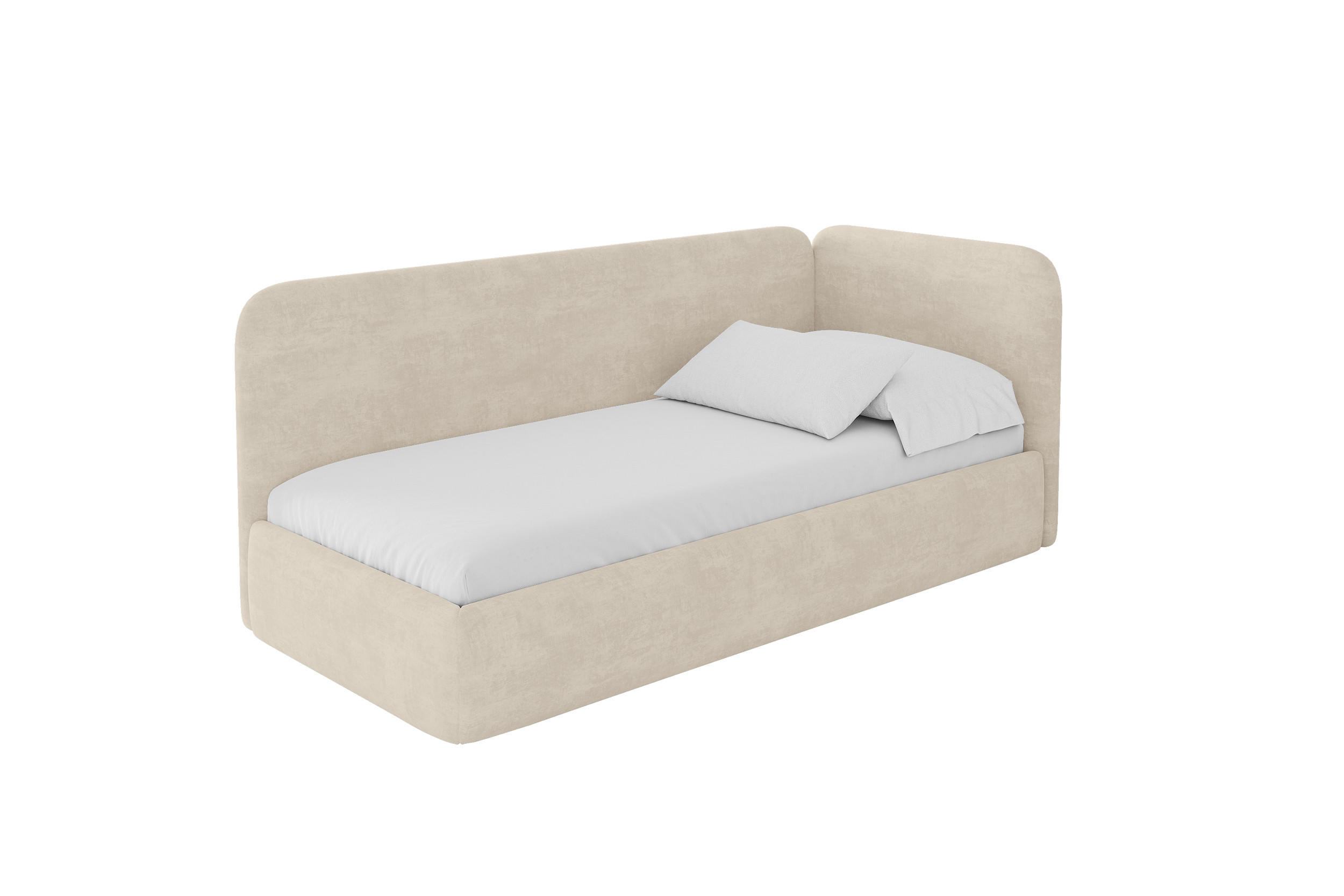 ALTDECOR JEDNOLŮŽKOVÁ POSTEL pro mládež s úložným prostorem a matrací H3/H4, vlevo - ELSY 80x200 béžová