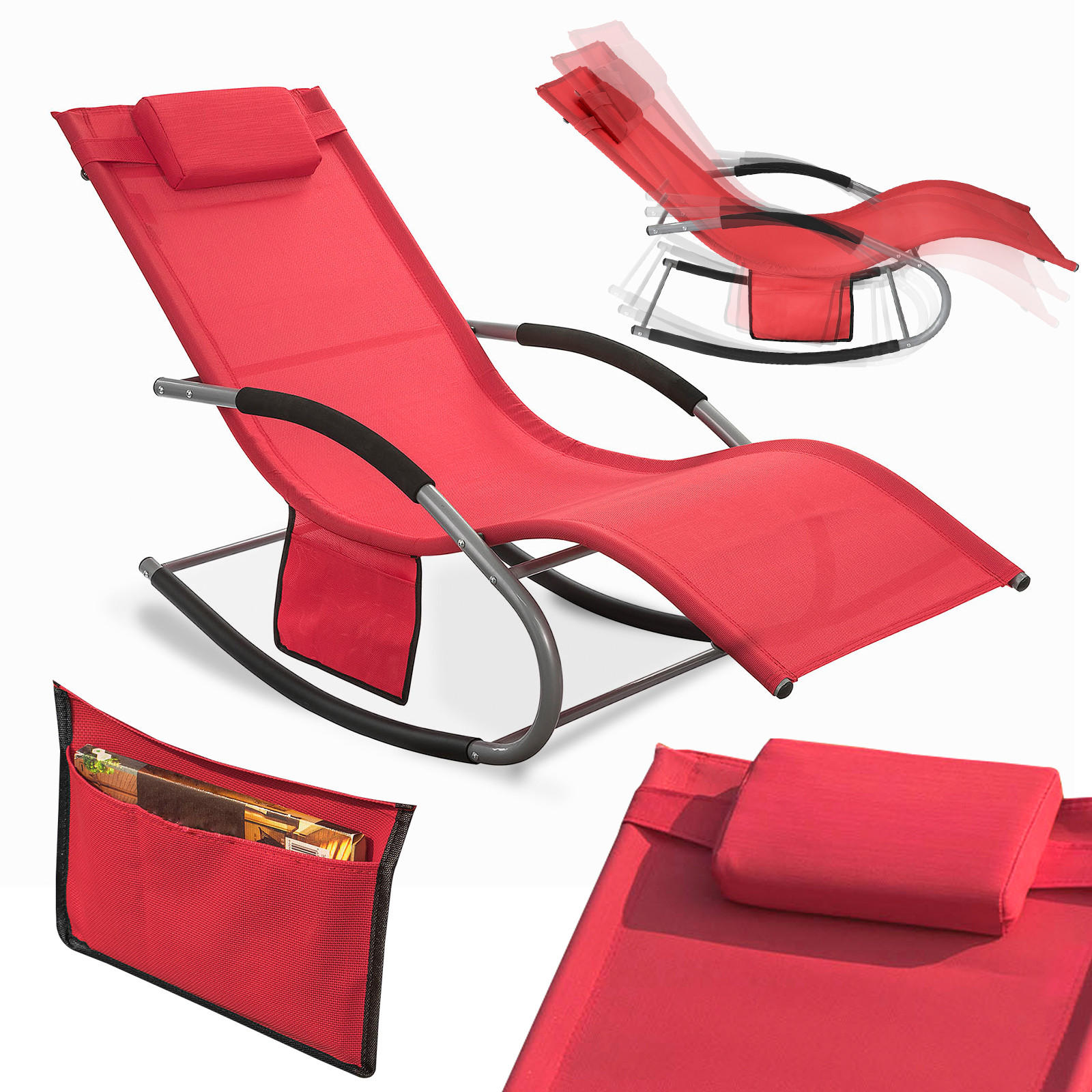 SONNENLIEGE Rot - Rot, Metall (63/83/150cm) - SoBuy