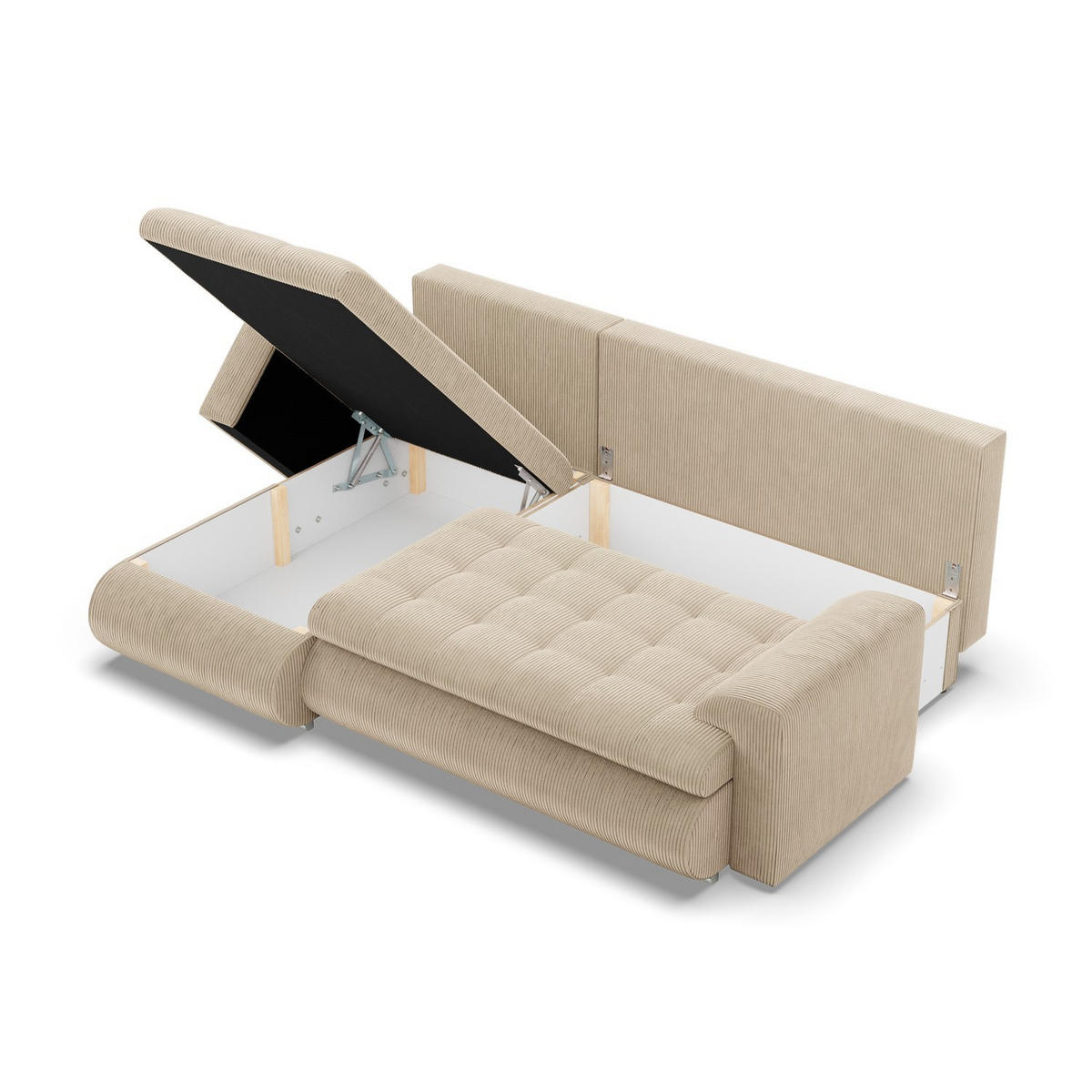 ECKSOFA LINKS MIT SCHLAFFUNKTION FORESTA, Cord - Beige - Beige, Textil (230/159cm) - Mebligo