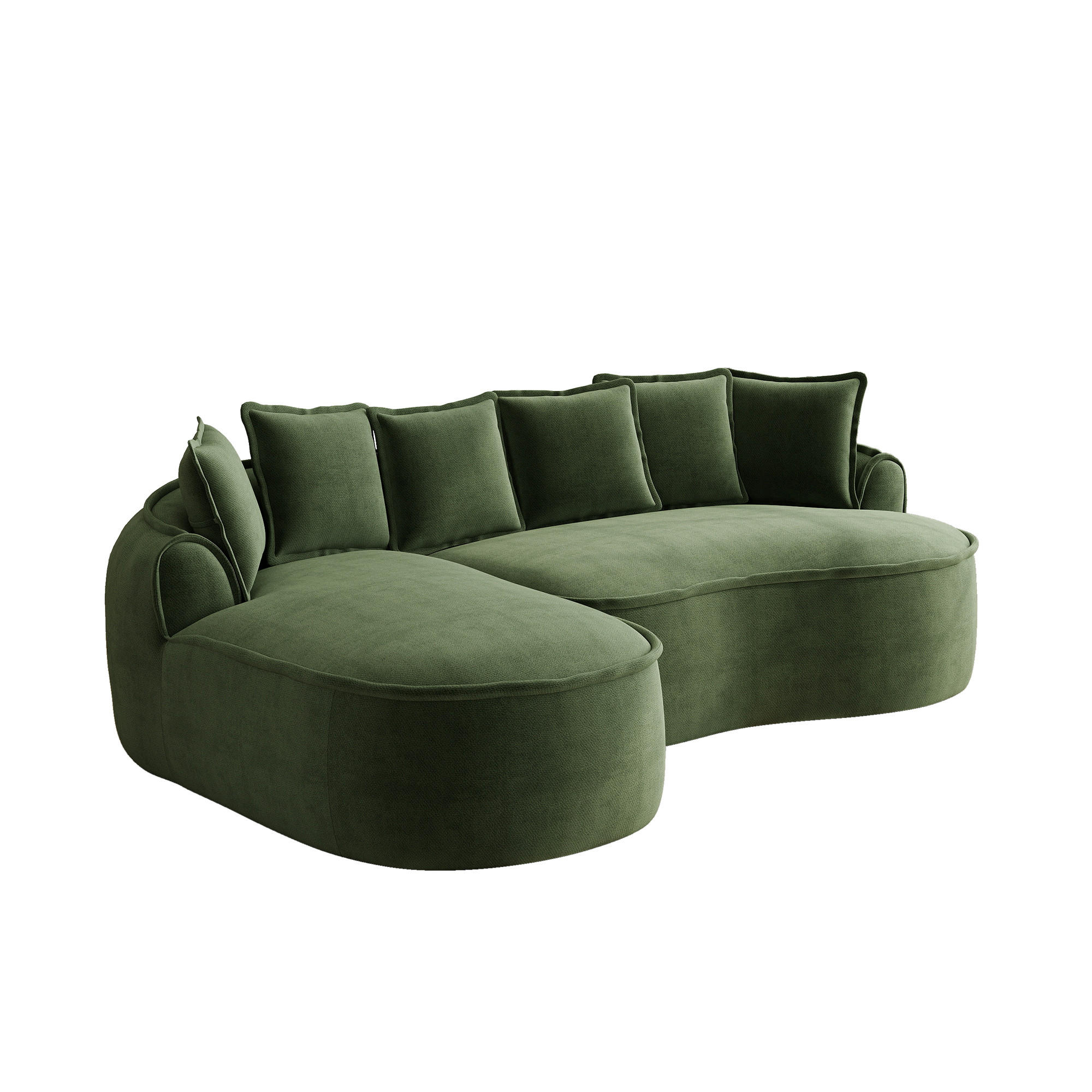 3-SITZER Sofa 252x164x67 cm aus Chenille-Stoff rahmenlos modular, grün - Grün, Textil (164/67/252cm)