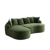 3-SITZER Sofa 252x164x67 cm aus Chenille-Stoff rahmenlos modular, grün - Grün, Textil (164/67/252cm)