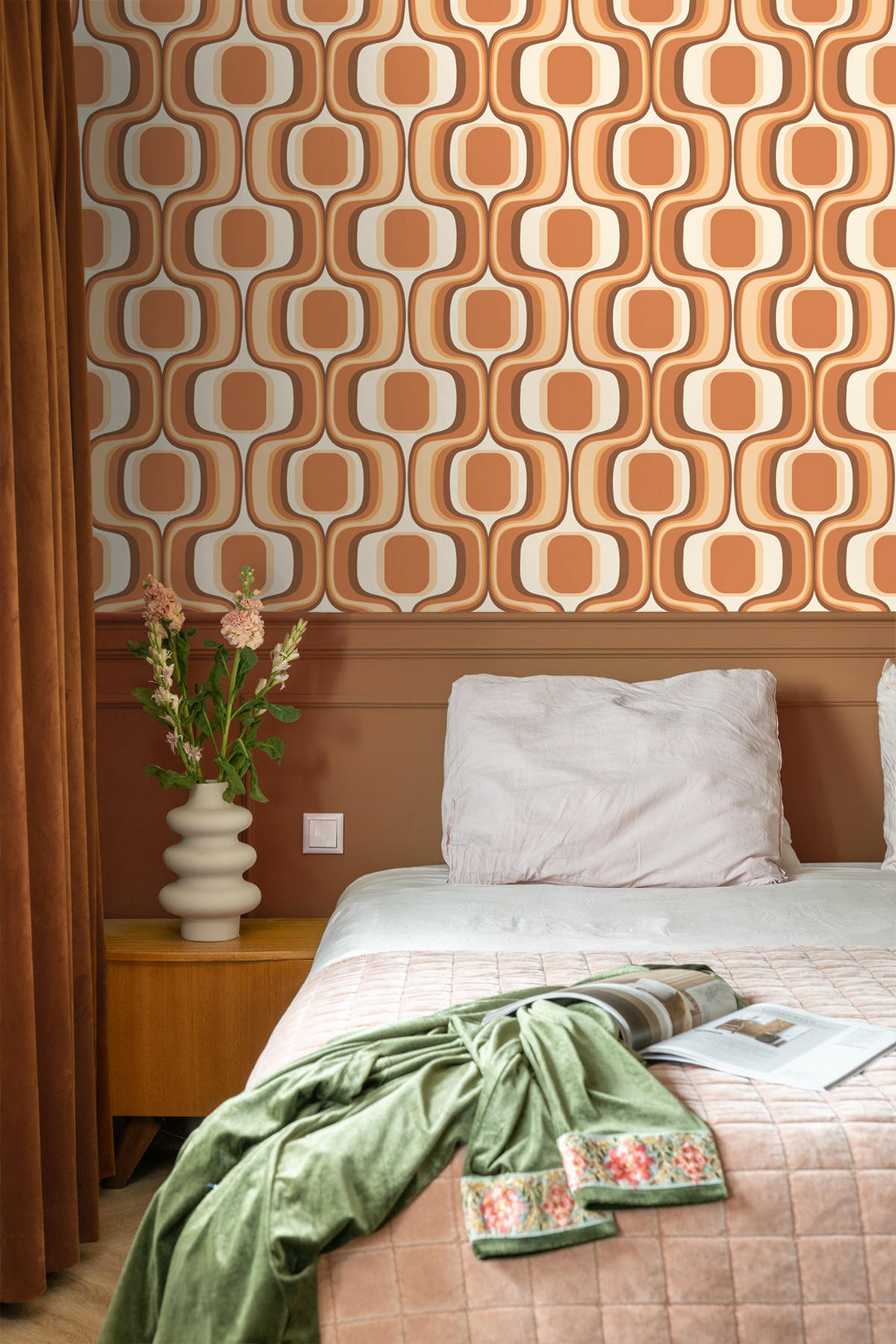 TAPETE Retro-Ornamente 50 x 900 cm - Orange, Papier (50/900cm) - ESTAhome