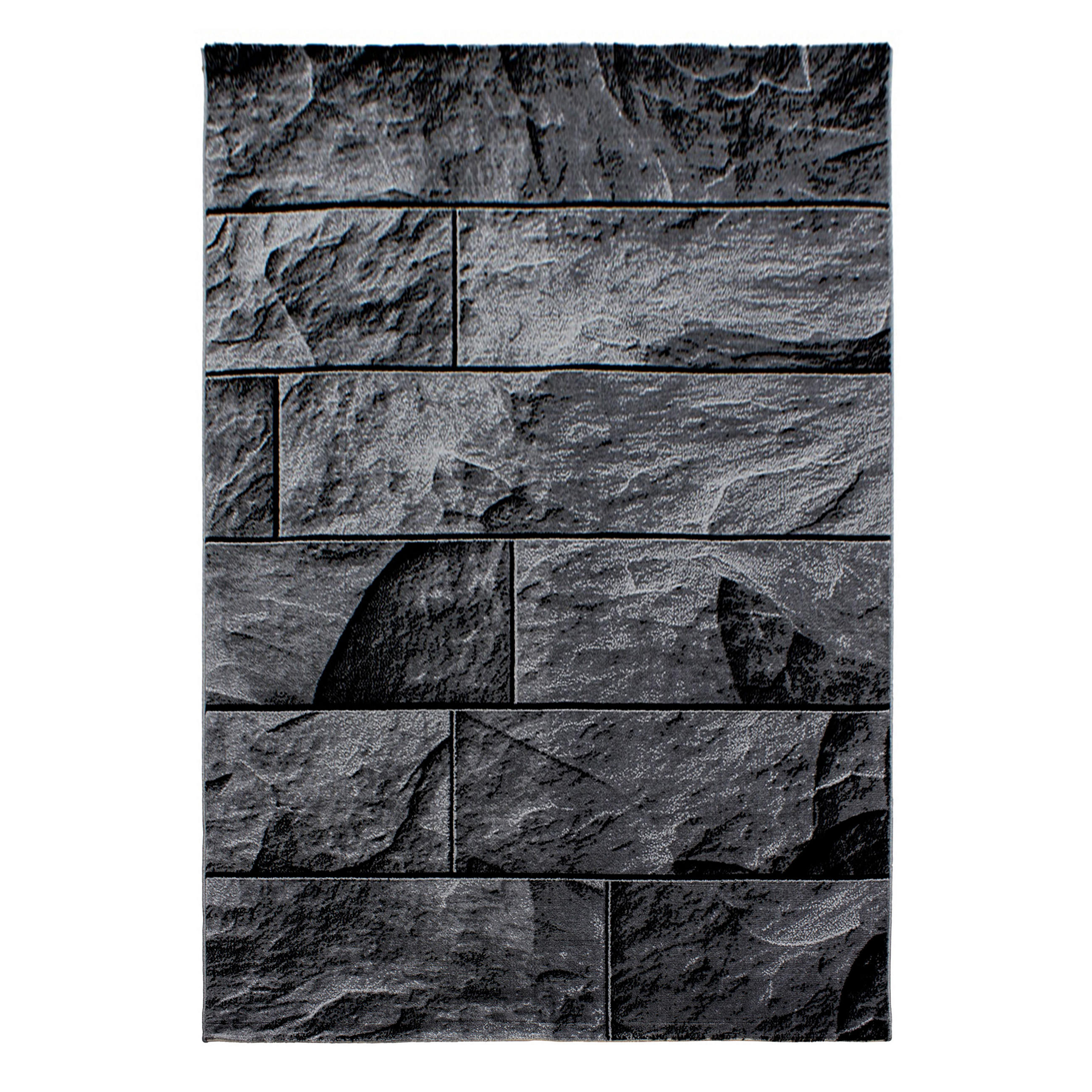 TEPPICH Kurzflor DRAU in Schwarz, in Steinoptik, 140 x 200 cm - Schwarz, Textil (140/200cm) - KADIMA DESIGN