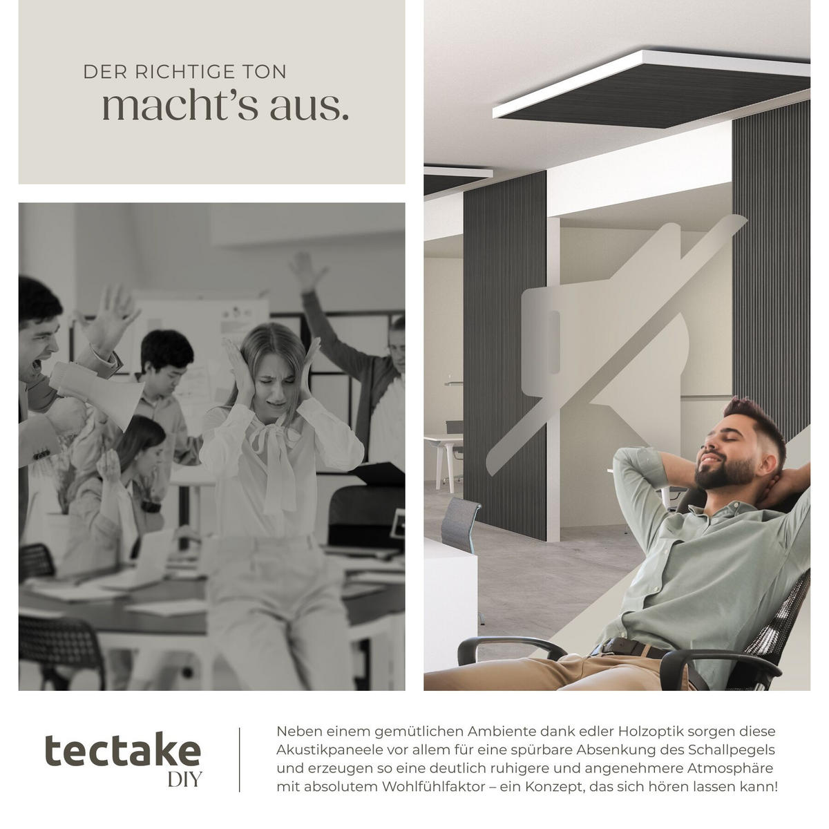 AKUSTIKPANEELE Sonic Wall, je 60 x 120 x 2,1 cm, Größe flexibel anpassbar, Eiche schwarz - Schwarz, Holz (60/2.1/120cm) - tectake