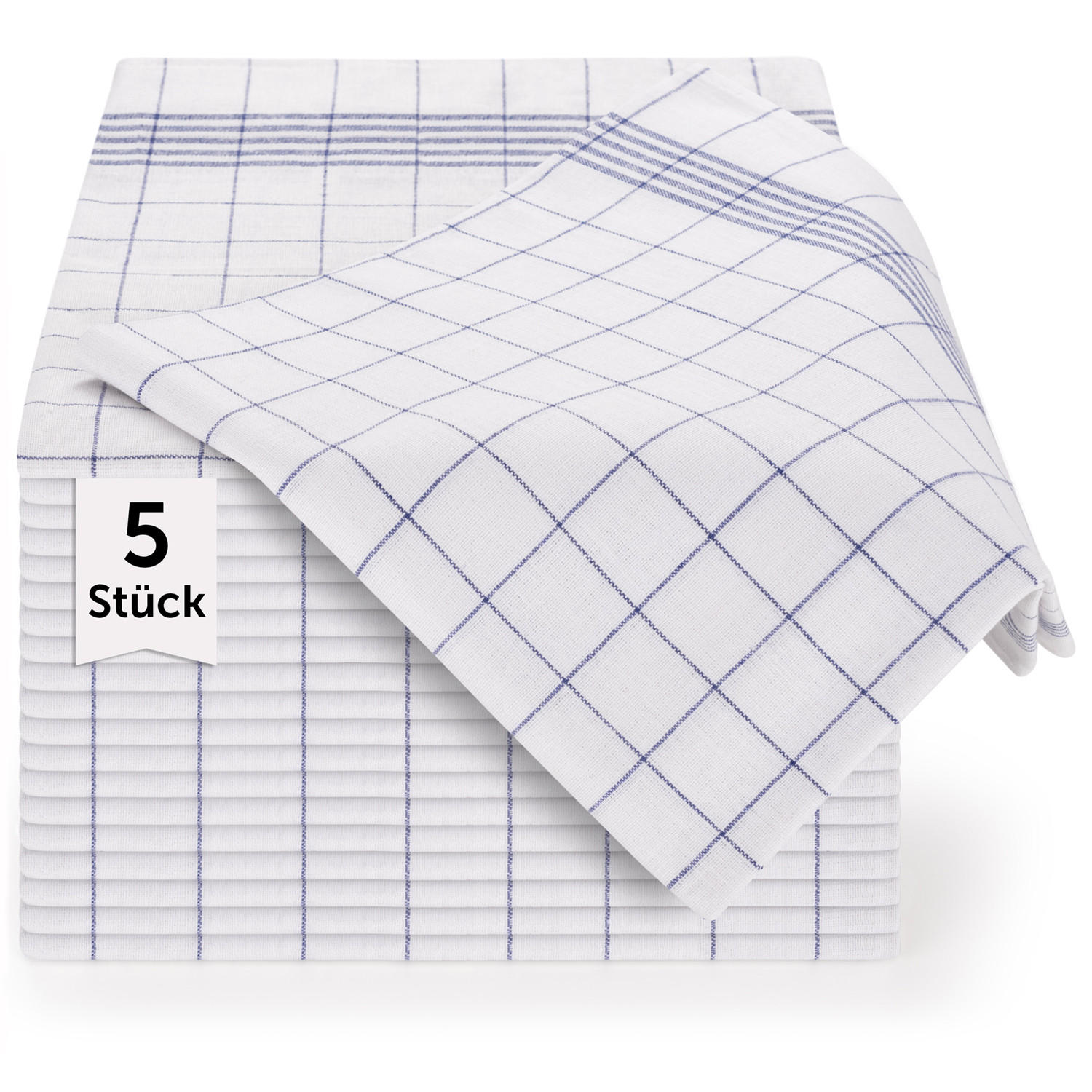 GESCHIRRTÜCHER 5er Set, 50/70 cm, 100% Baumwolle, kariert - Blau, Naturmaterialien (50/70cm) - Blumtal