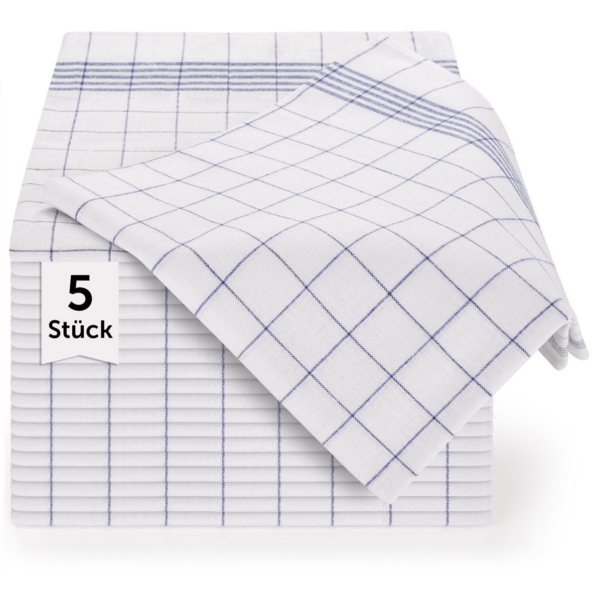 GESCHIRRTÜCHER 5er Set, 50/70 cm, 100% Baumwolle, kariert - Blau, Naturmaterialien (50/70cm) - Blumtal