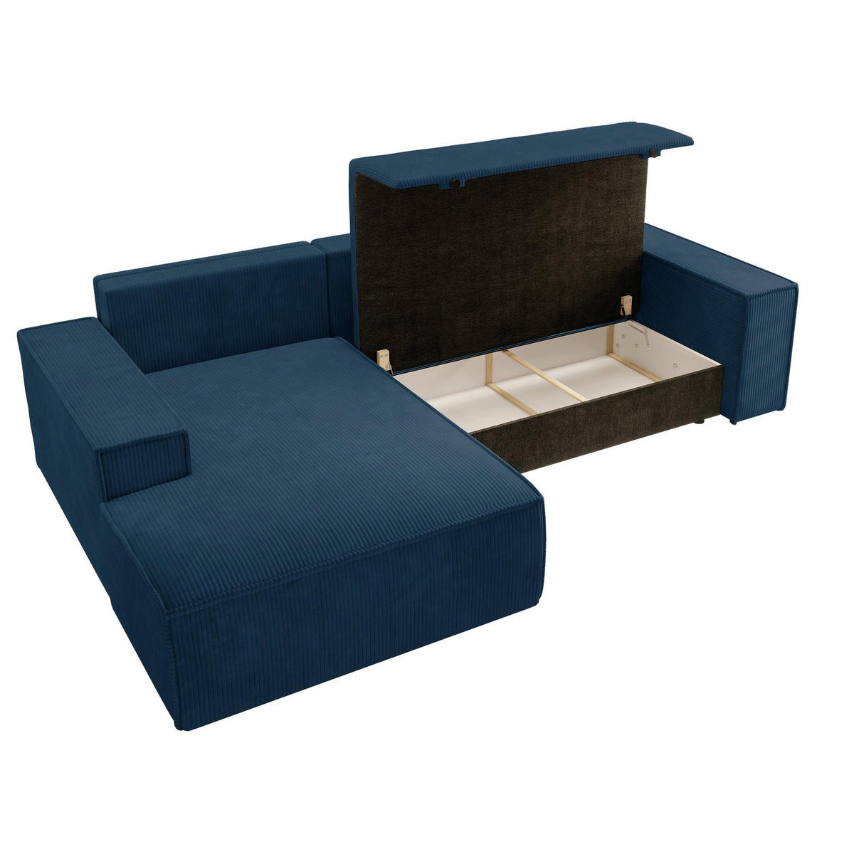 ECKSOFA Farese Dunkelblau mit Cordbezug, links - Schwarz/Dunkelblau, Kunststoff/Textil (267/167cm) - Selsey