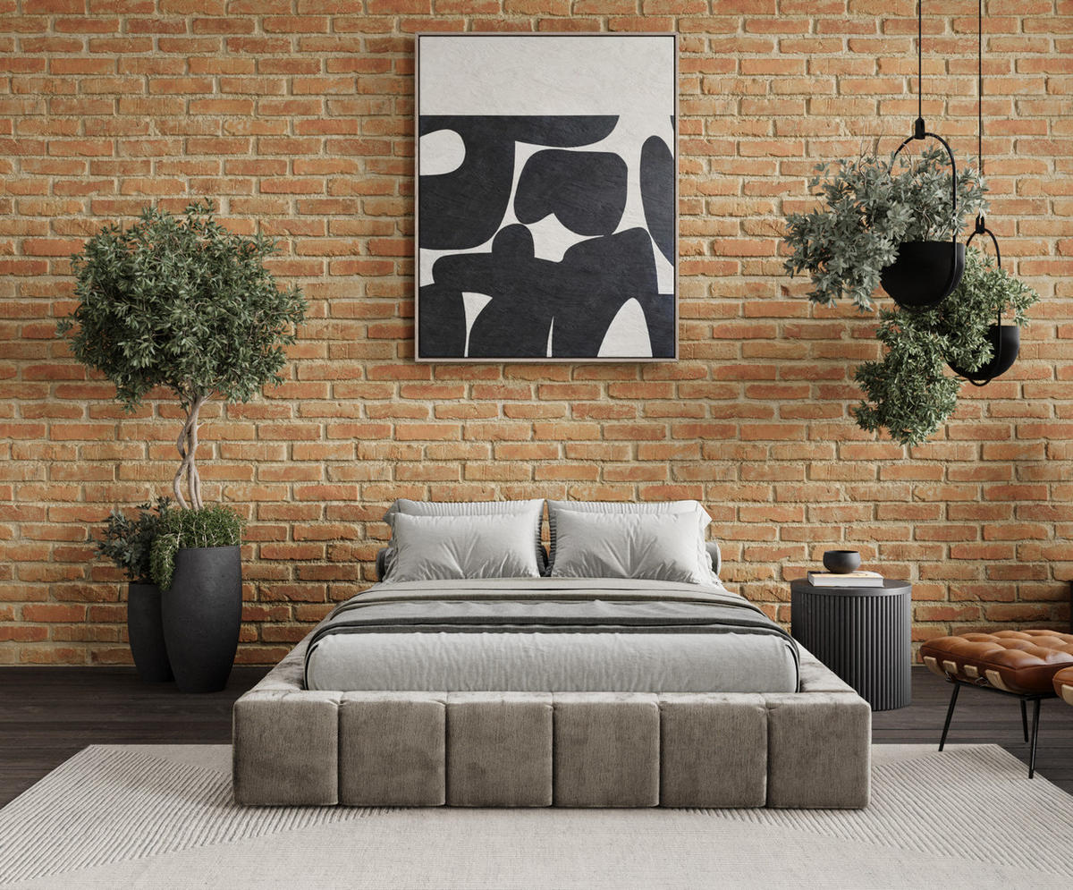 POLSTERBETT Aruba Beige 160/200 cm im Chenille-Stoff - Beige/Schwarz, Holz/Holzwerkstoff (160/200cm) - Maison de Reve