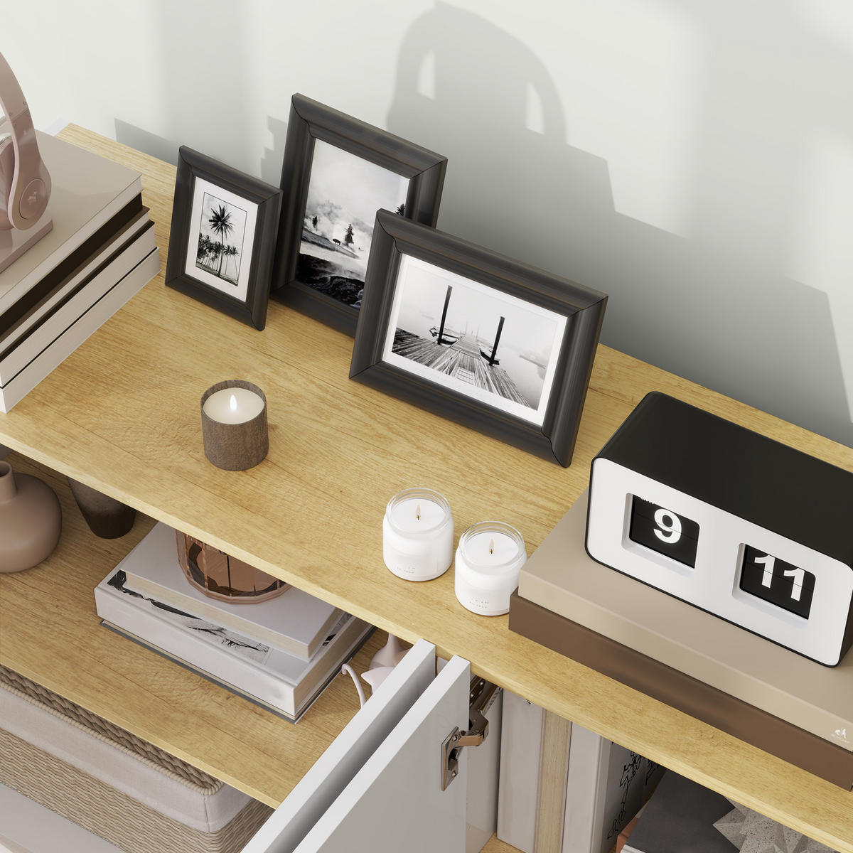 SIDEBOARD DE-11111 4 Türen mit Soft-Close & verstellbaren Böden Weiß - Weiß Hochglanz, Holzwerkstoff (140/75/40cm) - ComfortXL
