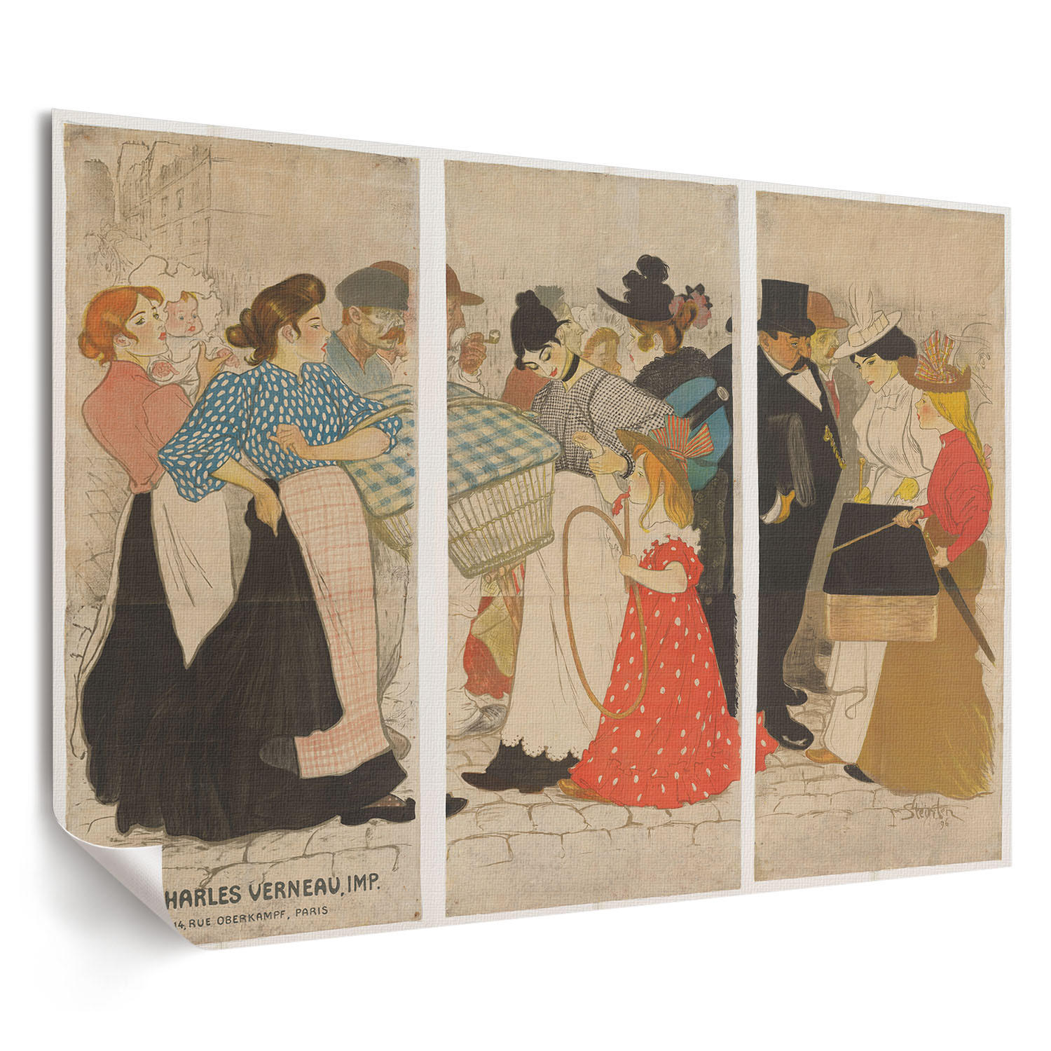 POSTER - 42x29 cm (A3) - Théophile Steinlen - Menschen auf der Straße - Rot, Textil (42/29.7/0.1cm) - TULUP