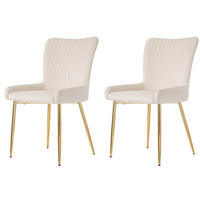 STUHL SET 2 Stück in Beige Samt - Beige, Textil (58/85/47cm) - KOMHTOM