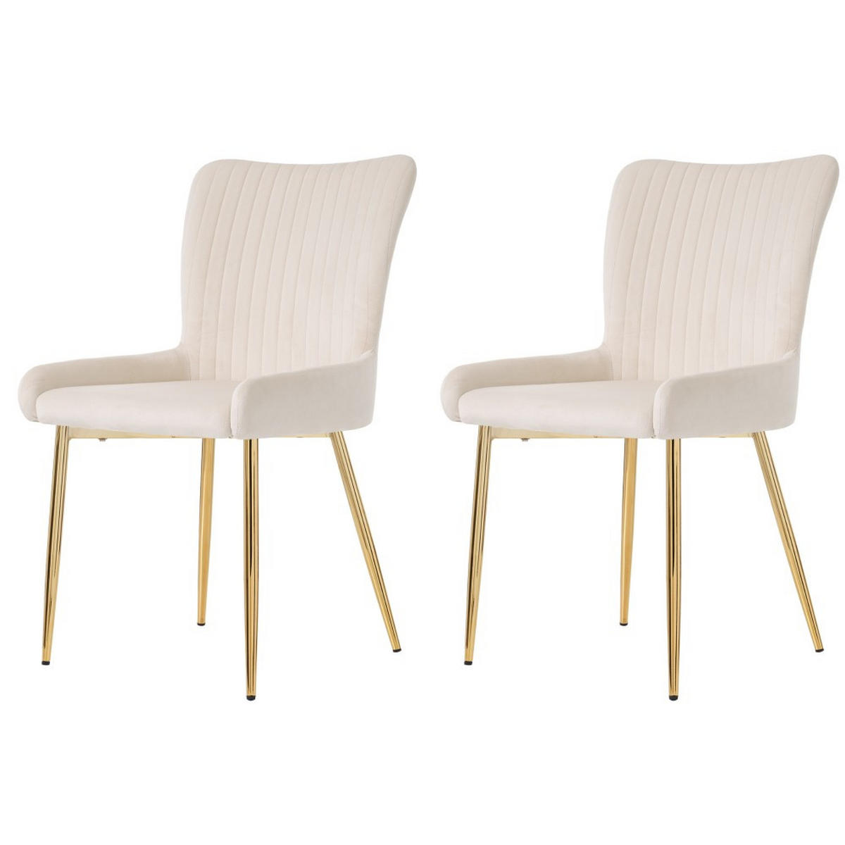 STUHL SET 2 Stück in Beige Samt - Beige, Textil (58/85/47cm) - KOMHTOM