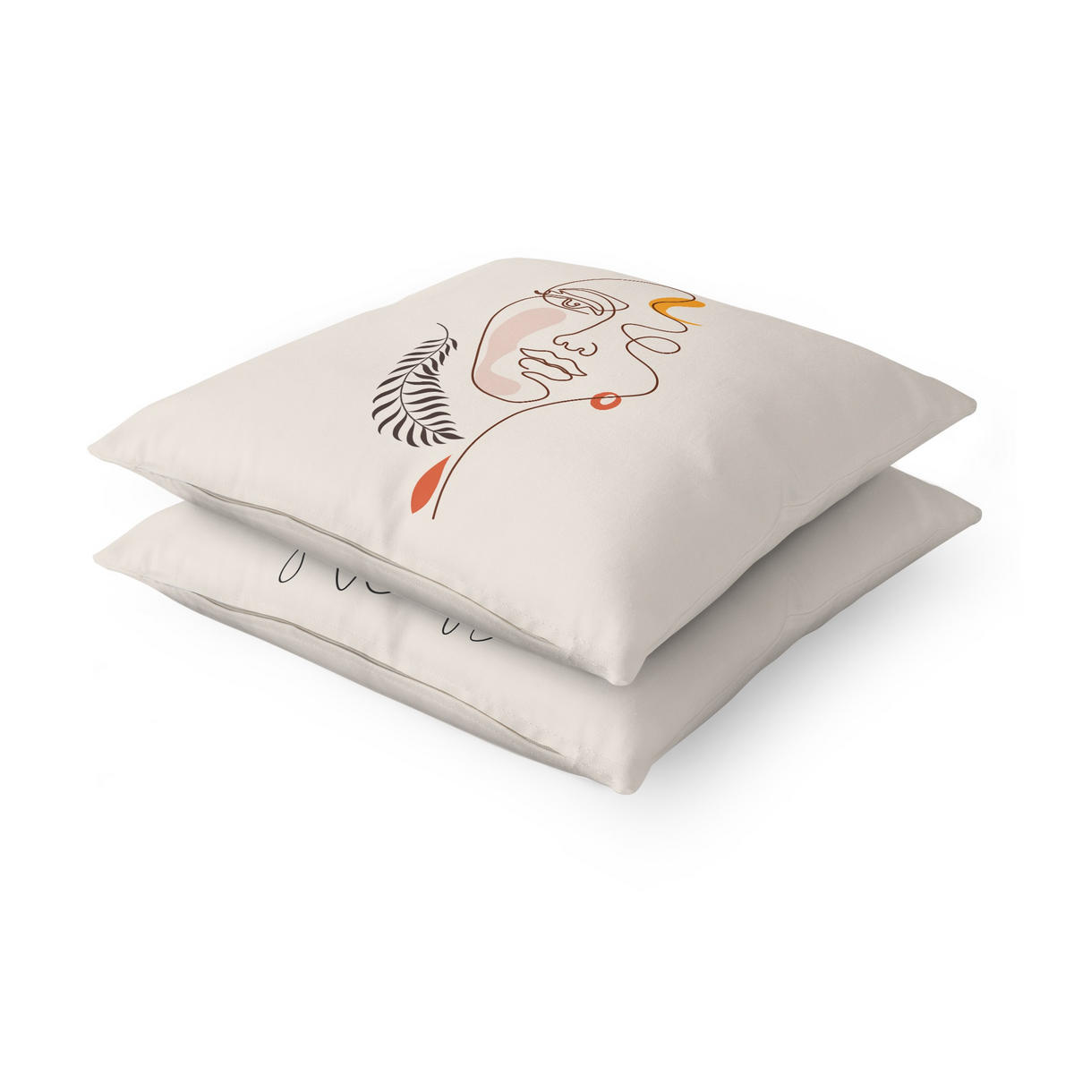 DEKOKISSEN 2er-Set Lineart Silhouetten 40/40 cm - Eichefarben, Textil (40/40cm) - Bilderwelten