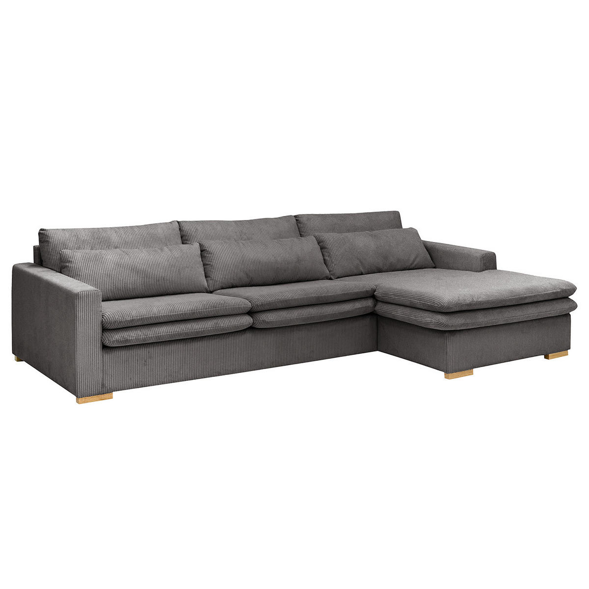 ECKSOFA mit Longchair - Grau, Textil (299/164cm) - home24