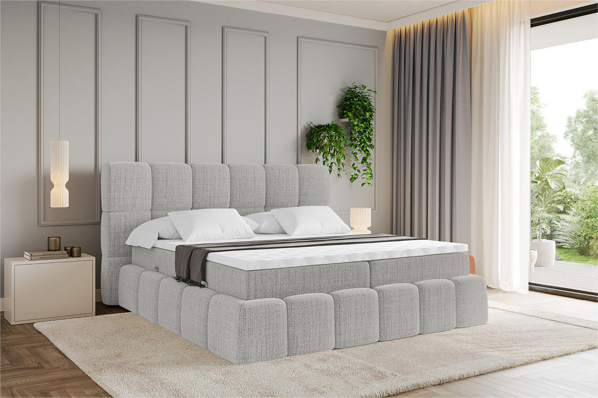 BOXBETT - AURI-H3 - 160x200 Hellgrau Aragon - Taupe, Holzwerkstoff (160/200cm) - ALTDECOR