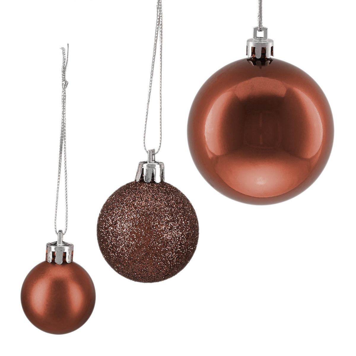 100XWEIHNACHTSKUGELN - Braun, Kunststoff (6/7/6cm) - Relaxdays