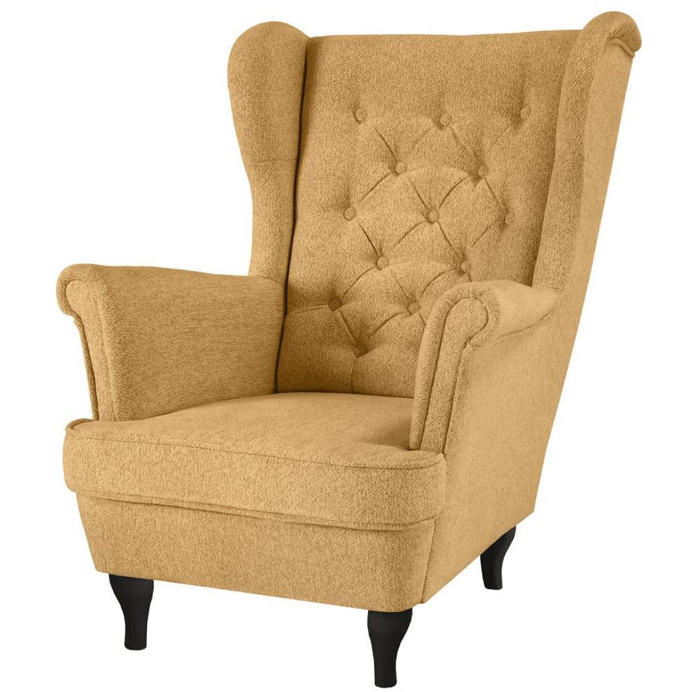 Beautysofa Chesterfield-Sessel Gelb 82x102x92 cm