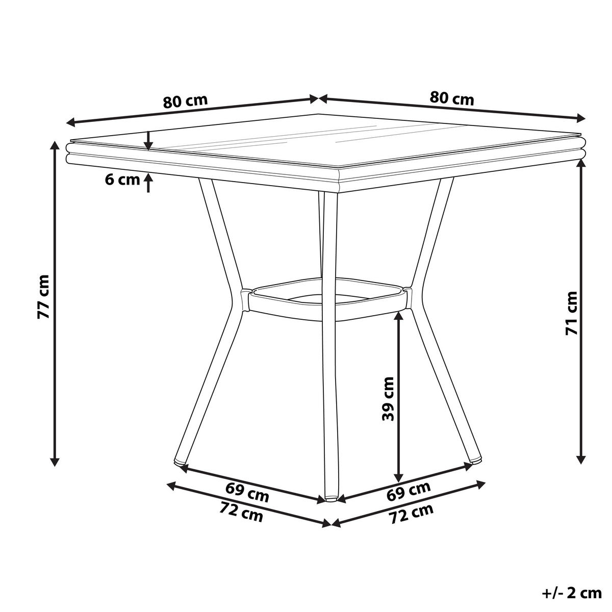 BISTROTISCH Outdoor 80 cm 80 cm Polyrattan Blau/Weiß Caspri - Blau/Weiß, Kunststoff (80/80/77cm) - Beliani