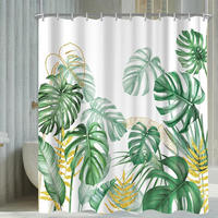 DUSCHVORHANG Goldrandige Bambusblätter 240 x 200 cm - Multicolor, Textil (240/200cm)