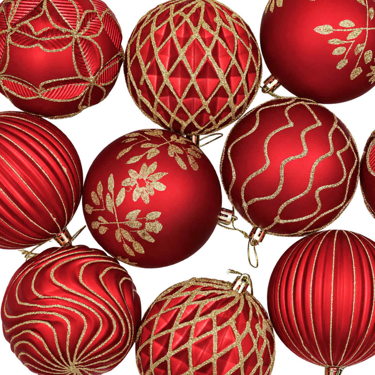 WEIHNACHTSKUGELSET XL 12 -teilig 10 cm Rot Polystyrol - Rot, Kunststoff (10/10/10cm) - vidaXL