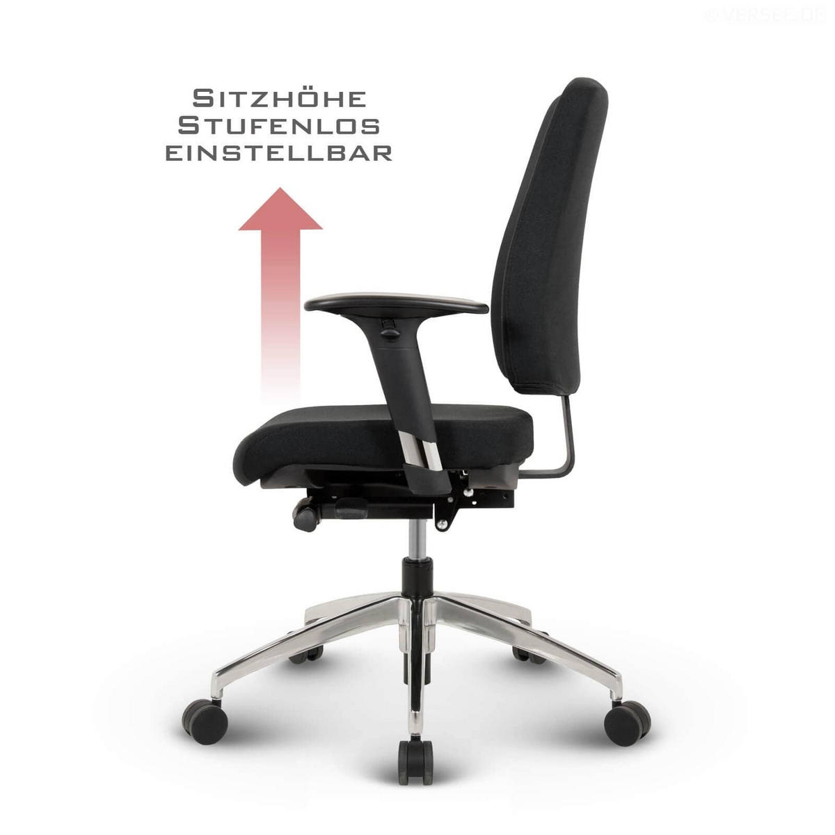 BÜROSTUHL Basic Stoff Schwarz - ergonomisch, 150 kg belastbar, Sitzhöhe 52-64 cm - Schwarz, Kunststoff/Textil (65/103/68cm) - Versee