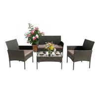 4-TLG.GARTENMÖBEL-SET - Schwarz, Glas/Kunststoff - Relaxdays