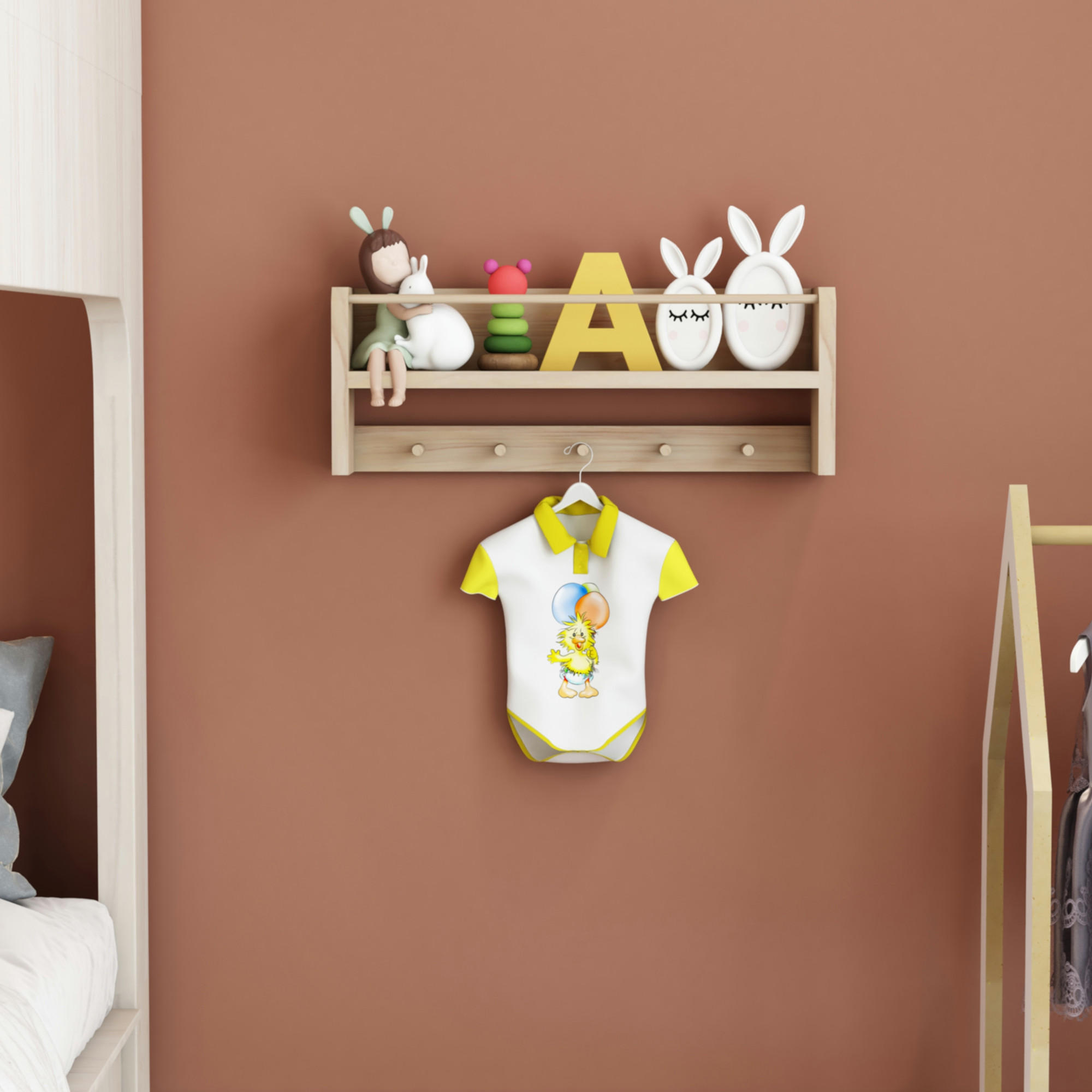 KINDERGARDEROBE Sundeved - Naturfarben, Holz (50/20/9cm) - [en.casa]