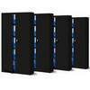 AKTENSCHRANK abschließbar 4er Set KADO 185x90x40cm Schwarz - Schwarz, Metall (90/185/40cm) - DELUKE