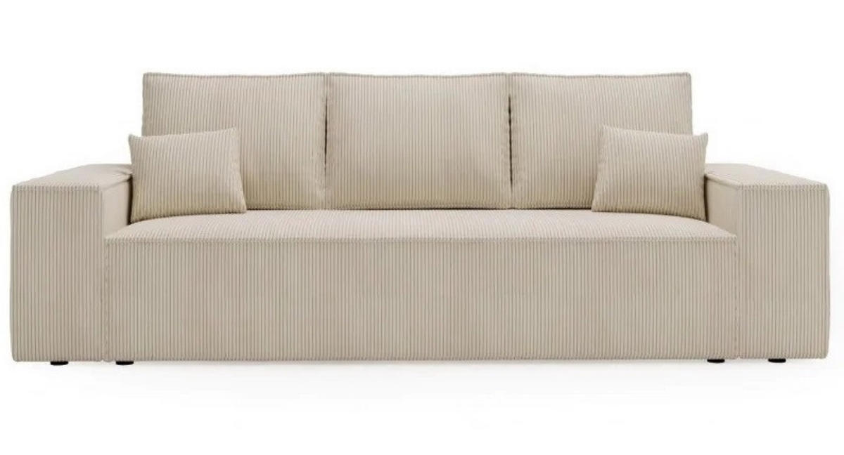SOFA Beige AGA Ausziehbar Sztruks - Beige, Textil (256/94/97cm) - Sepro Meble