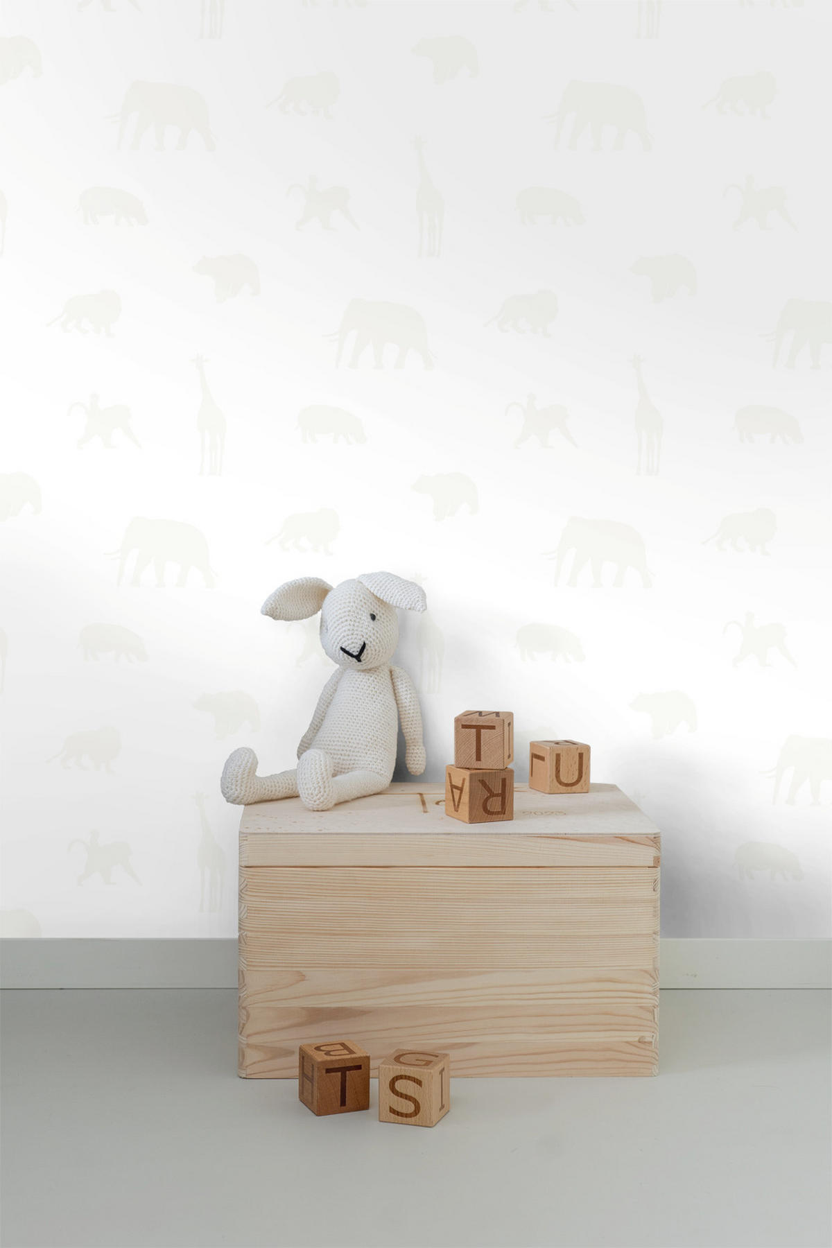 TAPETE Tiere 53 cm x 10.05 m - Weiß, Papier (53/0.1cm) - Origin Wallcoverings