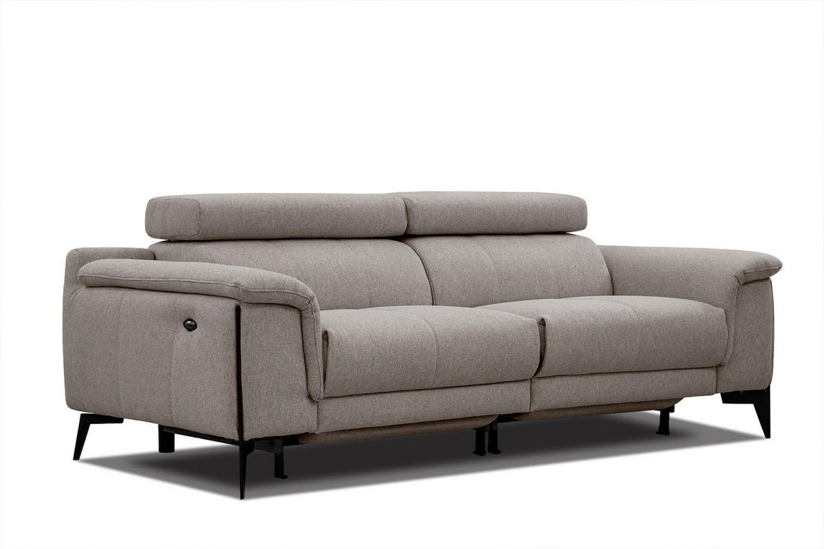 RELAXSOFA MATERA 3-Sitzer mit 2 Relaxfunktionen, taupe - Taupe/Schwarz, Holzwerkstoff/Textil (212/82/103cm) - Courtois Laville