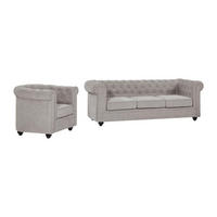 SOFA 3-Sitzer & Sessel - Stoff - Grau - CHESTERFIELD - Grau, Textil (88/72/205cm) - Vente-Unique