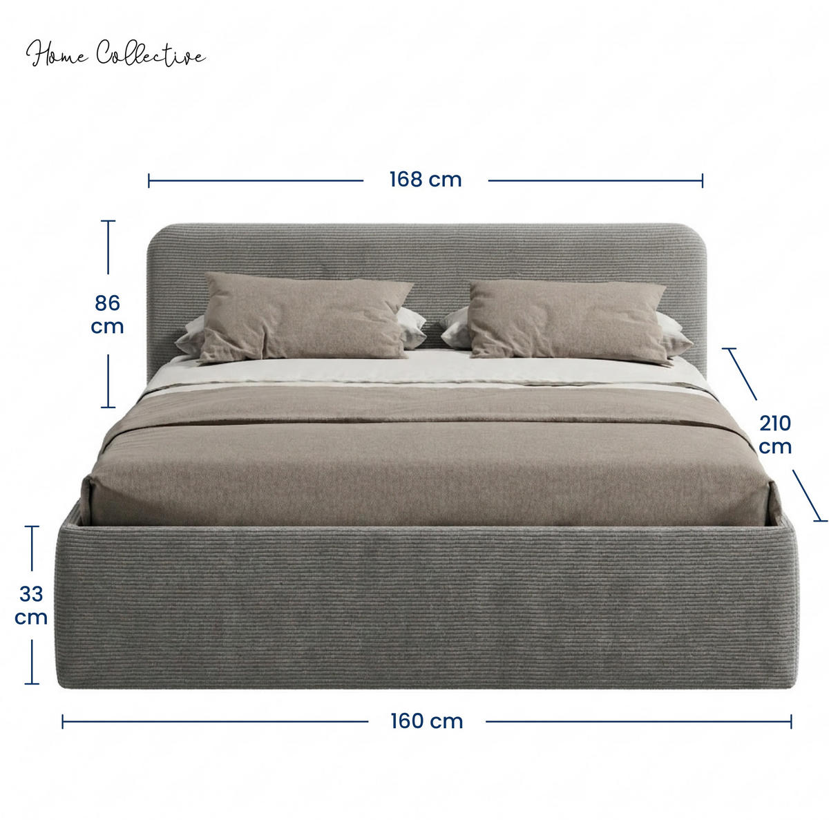 POSLTERBETT 160x200 cm in Grau - Grau, Holzwerkstoff/Textil (160/200cm) - Home Collective