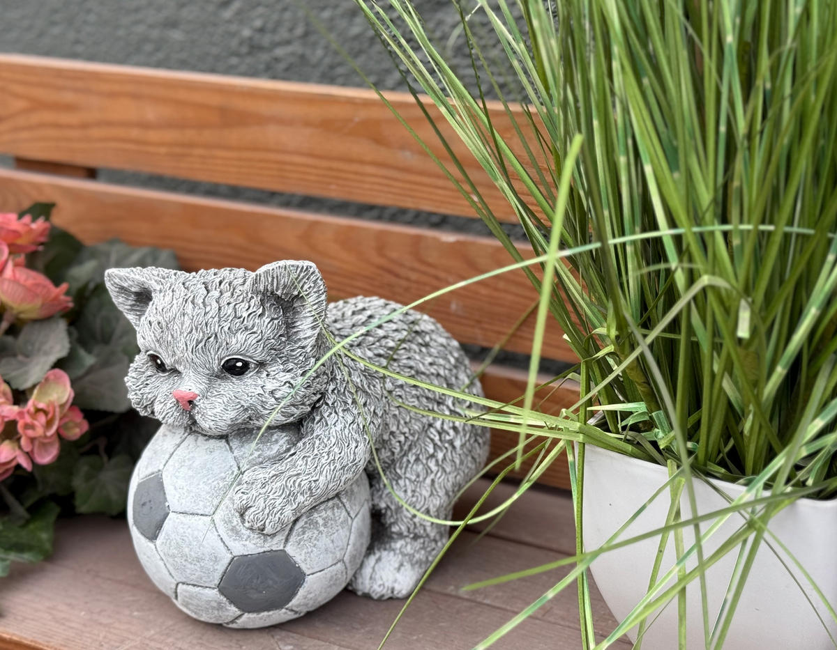 STEINFIGUR Kater Katze Poldi frostfest massiv - Grau, Stein (14/17/21cm) - stoneandstyle
