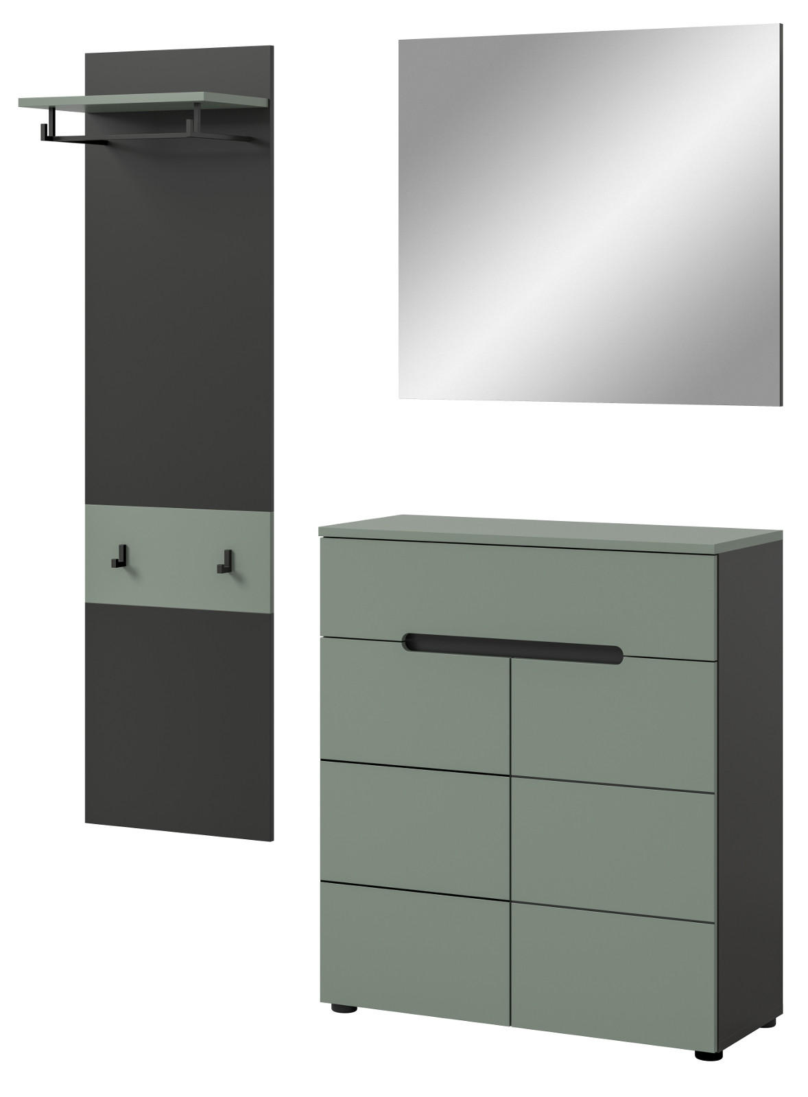 Inn.Furn Garderobe-Set Salbeigrün, Dunkelgrau 140x190x37 cm