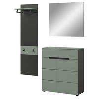 GARDEROBE-SET Salbei und grau, Garderobe 3-teilig, 140 x 190 cm, Soft-Close, Cooper - Salbeigrün/Dunkelgrau, Holzwerkstoff/Kunststoff (140/190/37cm) - Inn.Furn