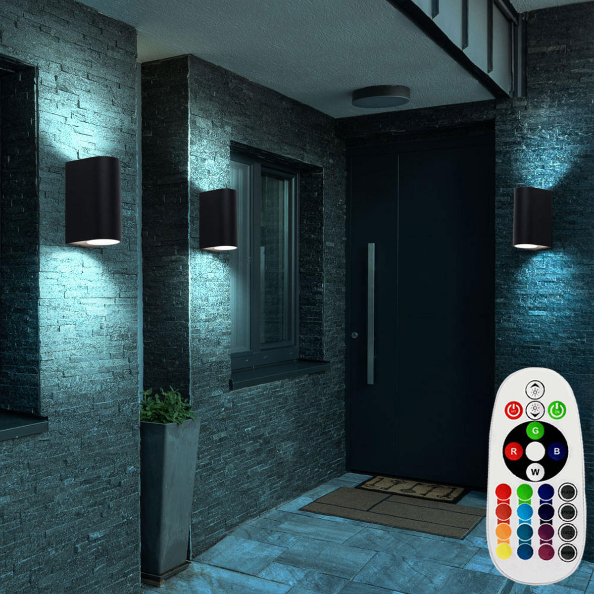 LED AUSSEN-WANDLEUCHTE Aluminium Schwarz 2er Set - Schwarz, Metall (6.8/15/9.2cm)