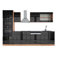 KÜCHENZEILE R-Line Anthrazit Hochglanz/Goldkraft Eiche 300 cm AP Anthrazit - Honigeiche/Anthrazit, Holzwerkstoff (300/81.6/60cm) - Vicco