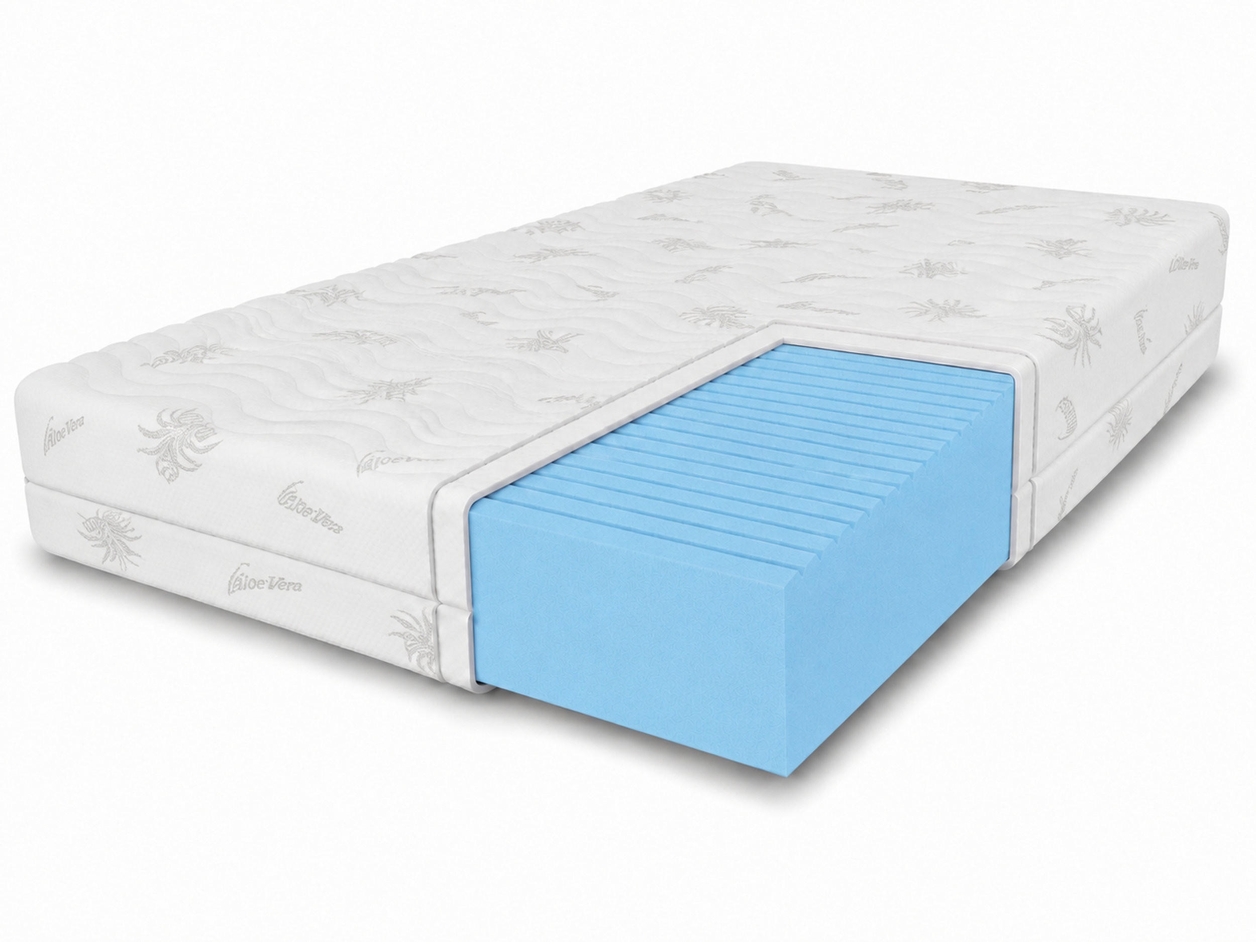 SCHAUMMATRATZE Olivia mit Massageschicht, 120x200 cm, Höhe 10 cm, H3, Aloe Vera - Weiß, Textil (120/200cm) - Marpur