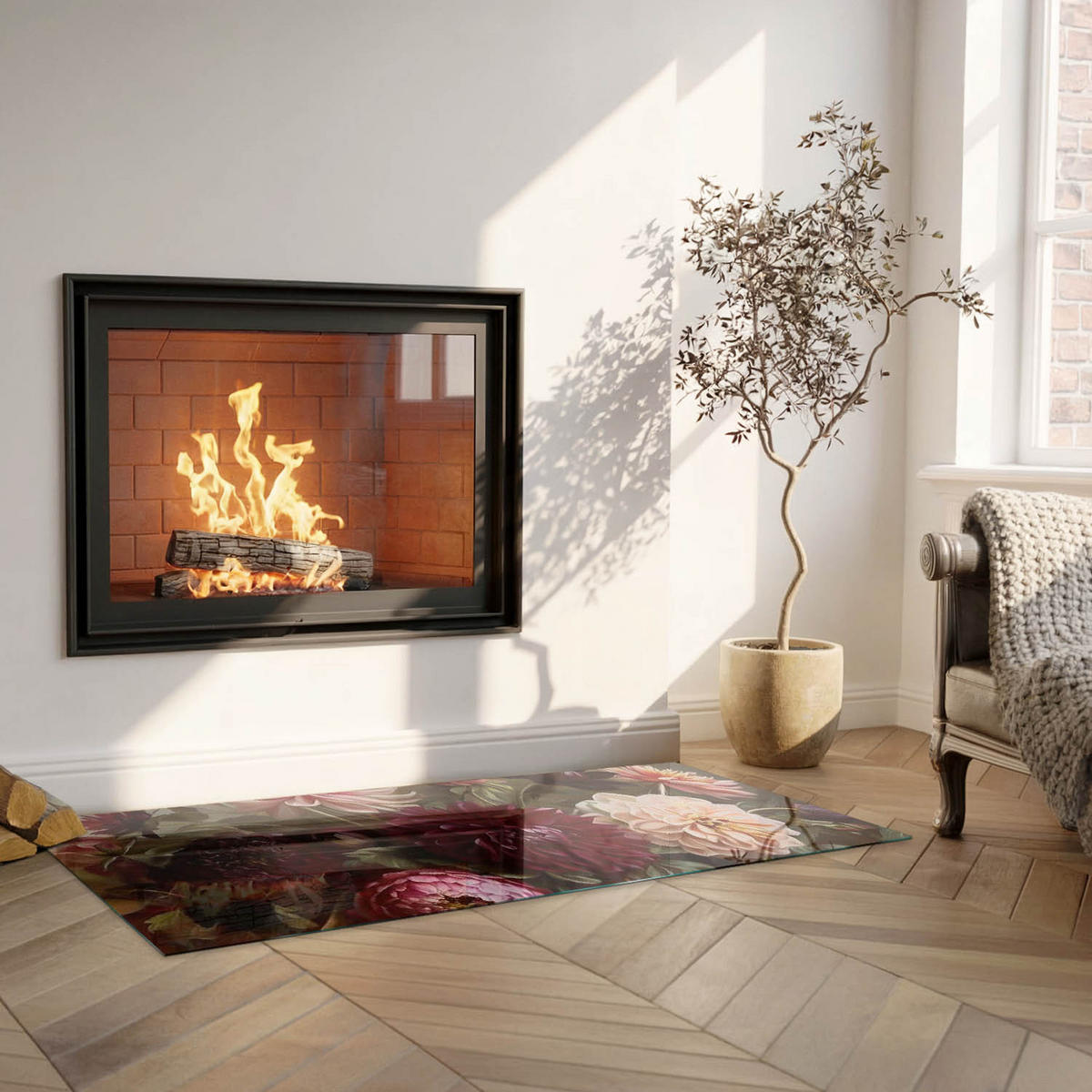 GLASPLATTE für Kamin 125x50 cm - Weinrot, Glas (125/50/0.4cm) - TULUP