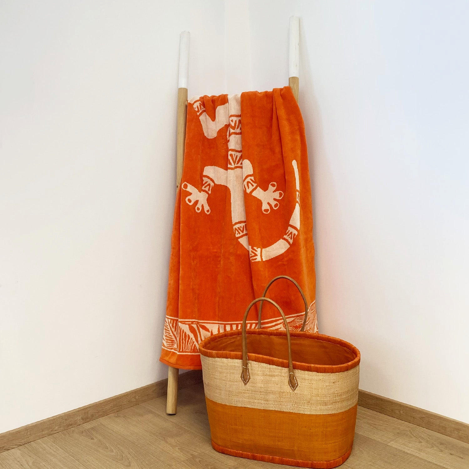 STRANDTUCH Frottee Velours Jacquard Orange 90x170 400g/m² - Nossa - Orange, Textil (170/90cm) - LE COMPTOIR DE LA PLAGE